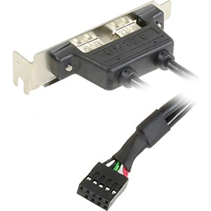 Aukson I00 USB 2.0 Kabel Adapter, 9-Pin Buchse auf 2X USB Buchse Slotblech, Datentransferrate bis 480 Mbit/s, 8 cm Slotblech, 30 cm Pfostenverbinder für Mainboard – Bild 4