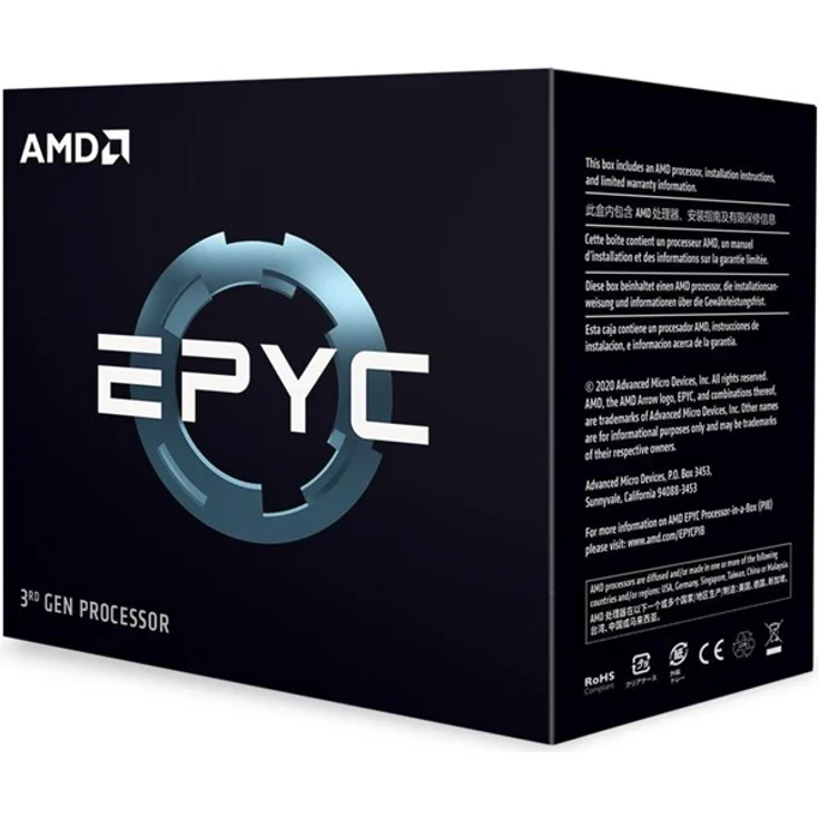 AMD EPYC 7313 CPU, 16 Kerne 3 GHz, 32 Threads, 128 MB L3 Cache, SP3 Sockel, Boxed ohne Kühler