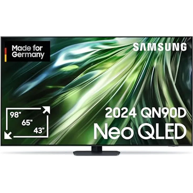 Samsung Neo QLED 4K QN90D 65 Zoll Fernseher mit Neural Quantum 4K AI Gen2 Prozessor, Quantum-Matrix-Technologie, AI 4K Upscaling, Smart TV, KI TV, Dolby Atmos, GQ65QN90DATXZG, Deutsches Modell [2024]