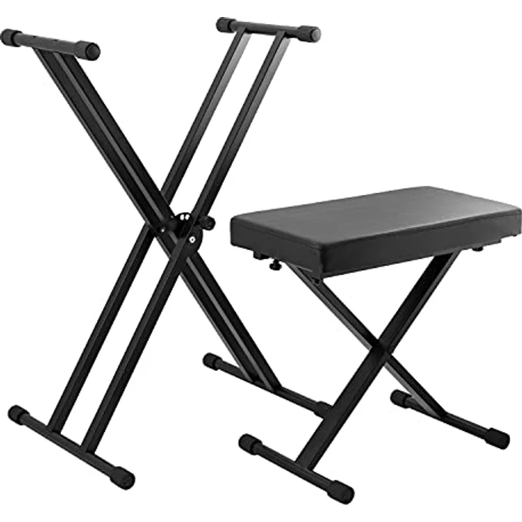 TIGER KAP-PK2 Keyboardständer & Hocker im Pack - Höhenverstellbarer doppelstrebiger X-Frame Keyboardständer & Klavierhocker in einer Packung – Bild 1