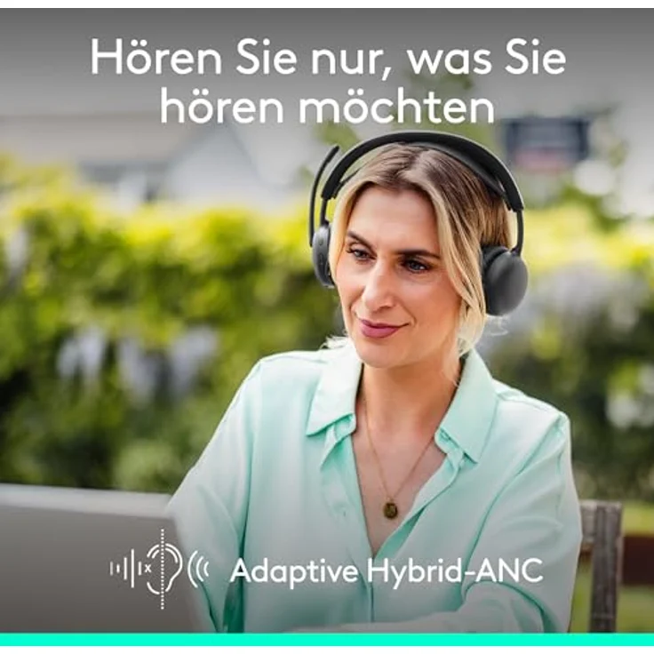 Logitech Zone Wireless 2 ES, kabelloses Headset mit adaptiver Hybrid-ANC, Bluetooth, Geräuschunterdrückung, Grafit – Bild 2