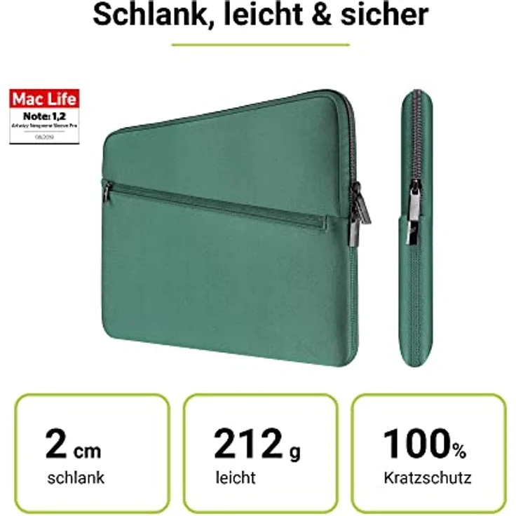 Artwizz Neoprene Sleeve PRO kompatibel mit MacBook Pro 14 (M3/M2/M1), Jungle Flower, 14 Zoll, Schutzhülle mit Zubehör-Fach – Bild 3
