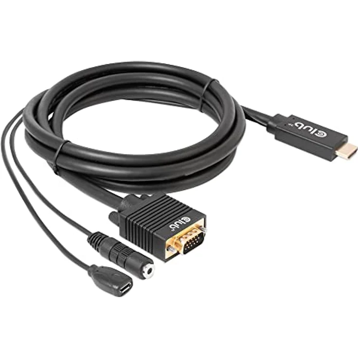 Club3D CAC-1712 HDMI™ auf VGA Kabel St./St. 2m 28AWG, Goldbeschichtete Konnektoren, Full HD 1080p, schwarz – Bild 5