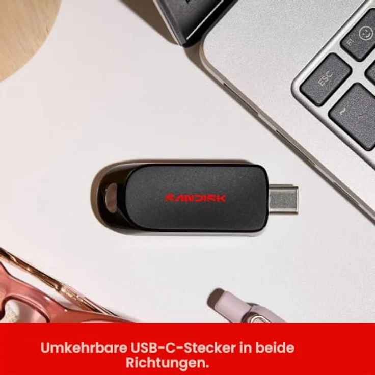 SanDisk USB-C Flash Drive, 128GB, USB 3.2 Gen 1 mit Lesegeschwindigkeiten bis zu 250MB/s, daumengroßes Design – Bild 2