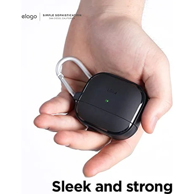 elago EDC Etui mit Schlüsselanhänger Kompatibel mit AirPods 3 Case Cover - Stoßabsorbierendes Design, strapazierfähiges TPU Material, unterstützt drahtloses Laden, Ganzkörperschutz (Schwarz) – Bild 5