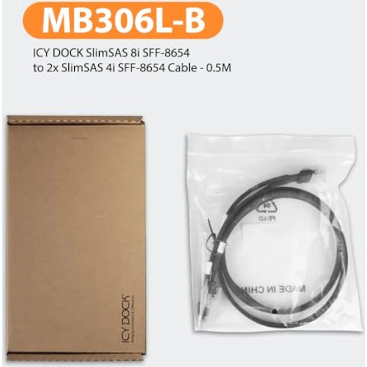 Icy dock SATA-Kabel 50 cm, 8i Slim SAS (SFF-8654) zu 4i Slim SAS (M) – Bild 6