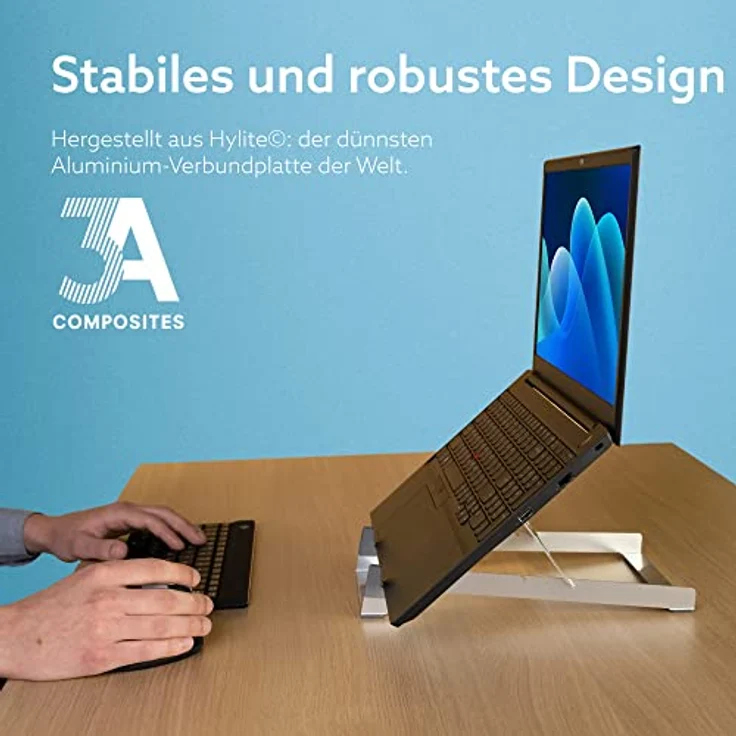 R-Go Tools Laptopständer, Höhenverstellbar, Ergonomisch, Faltbar, Aluminium, 3-stufige Winkel, Für Laptops [10/17-22 Zoll] – Bild 3