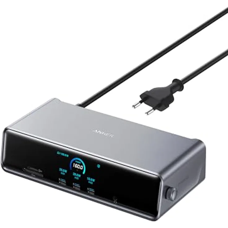 Anker Prime Docking Station 14 Ports, Triple-Display bis 8K, 140W USB-C, smartes Display, aktive Kühlung für macOS & Windows