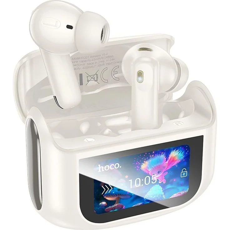 HOCO EQ21, Drahtlose Bluetooth Ohrhörer mit ANC, ENC und Touchscreen, wolkig weiß
