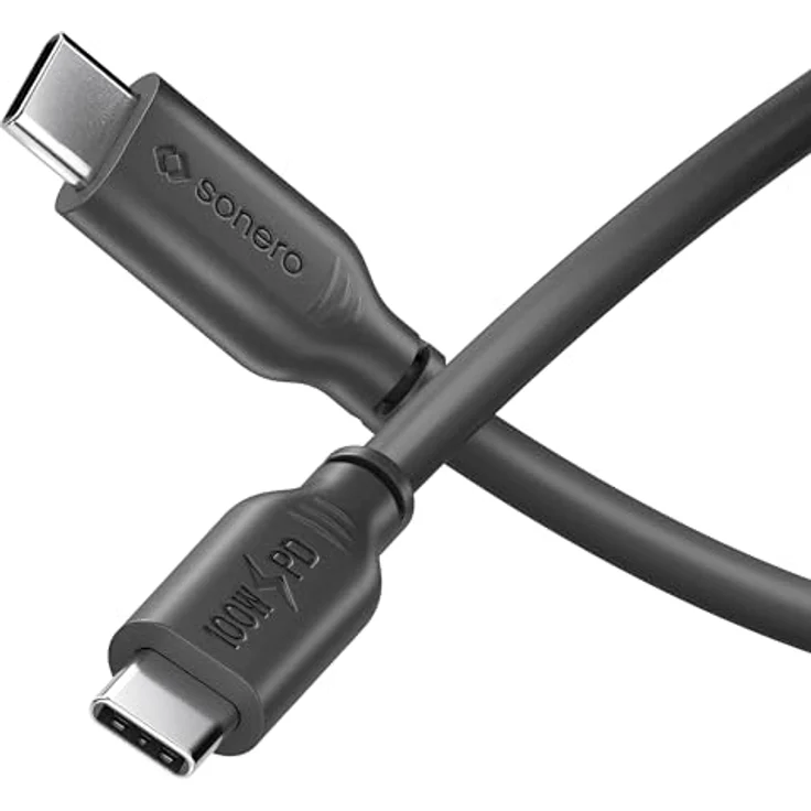 Sonero USB-C Ladekabel, Handy-Ladekabel, Schnellladekabel, Kabel Typ C, USB 2.0, 100W PD, schwarz, 3,00m – Bild 1