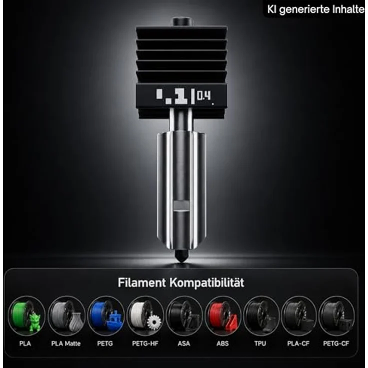TronicXL Hotend 0,4mm Düse für Bambu Lab 3D Drucker, gehärteter Stahl, kompatibel mit PLA, PETG, ASA – Bild 4