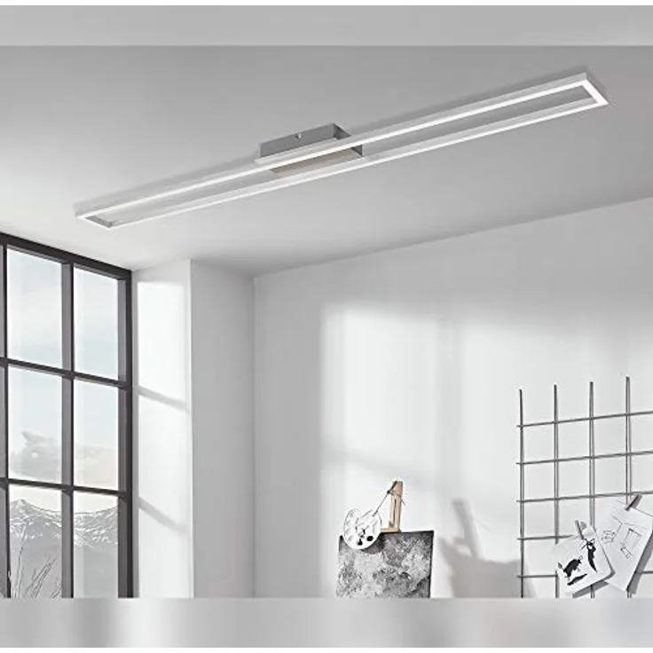 BRILONER - LED Deckenleuchte, Deckenlampe dimmbar, inkl. Memoryfunktion, 18 Watt, 1.900 Lumen, 3.000 Kelvin, Matt-Nickel-Alu, 1.100x120x50mm (LxBxH), 3094-012 – Bild 5