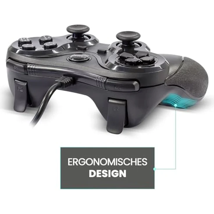Eaxus Double Shock Controller für PS2, 2er Set Gamepad mit Vibration, schwarz – Bild 3