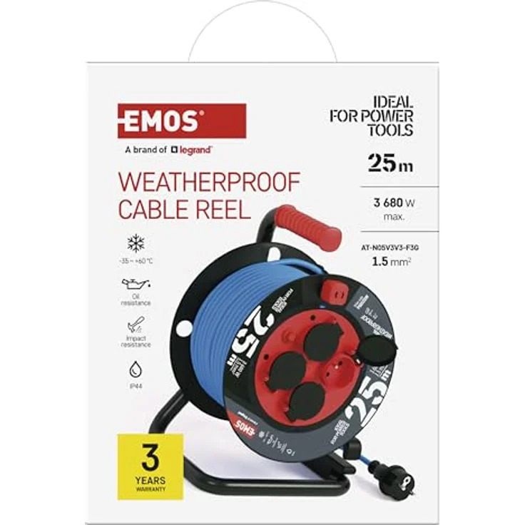 Emos Verlängerungskabel P08525W Black, Blue 4 AC outlet(s) (25 m) IP44 geeignet – Bild 4