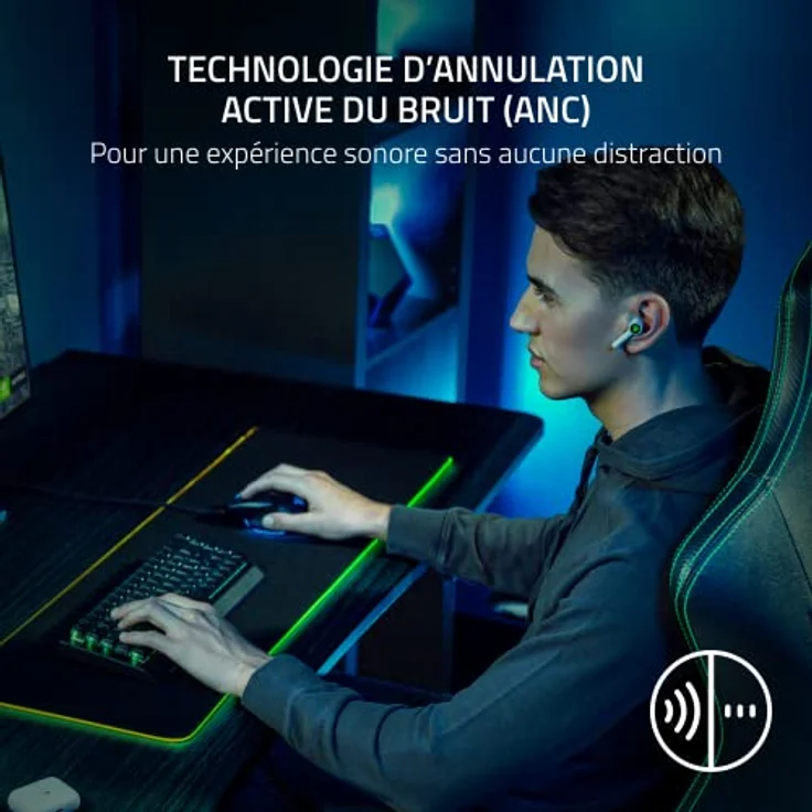 Razer Hammerhead HyperSpeed - Drahtlose Multiplattform-Gaming-Kopfhörer für Playstation (HyperSpeed Wireless, aktive Geräuschunterdrückung, Bluetooth 5.2, Bis zu 30 Stunden Akkulaufzeit) Weiß – Bild 3