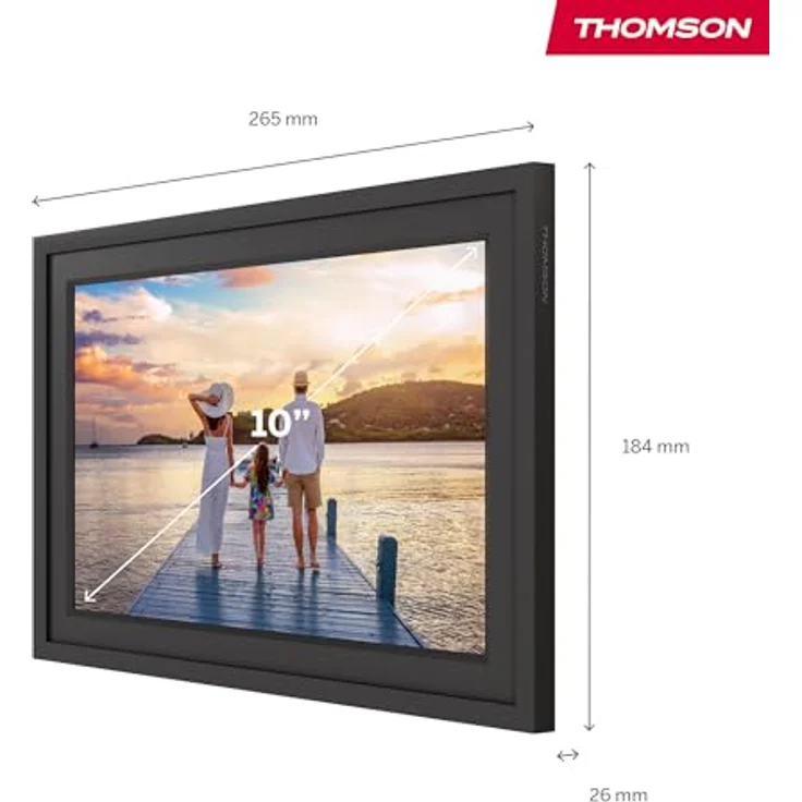 Thomson Fotorahmen 10 Zoll - 25,6 cm, 1280x800 HD IPS Touchscreen, 32 GB Speicher, WLAN, automatische Drehung, Mehrbenutzeranschluss, schwarz oder weiß – Bild 2