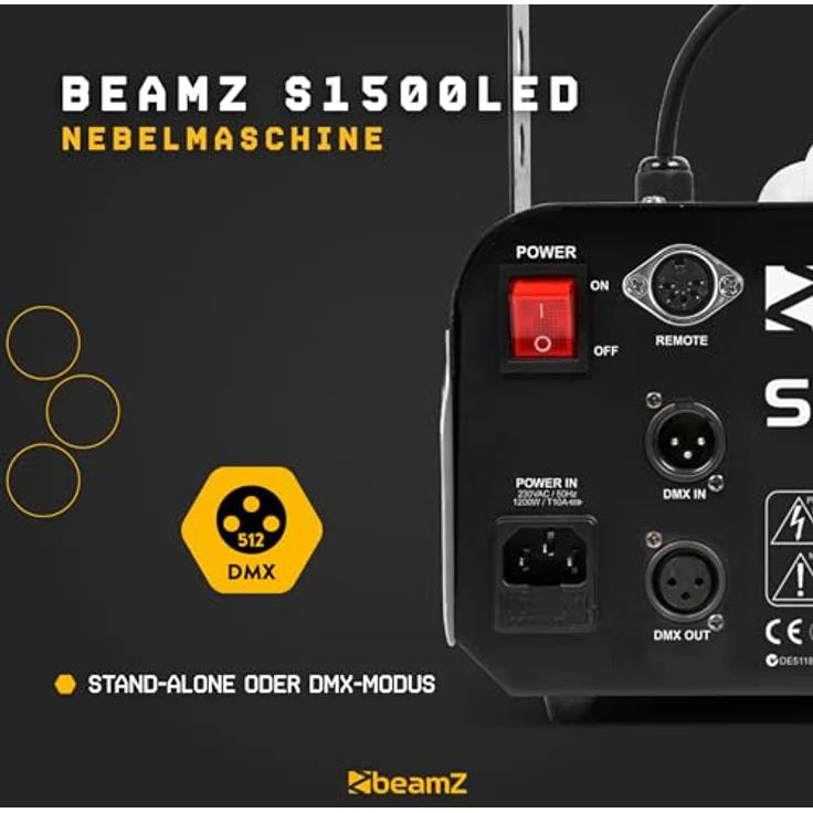 beamZ S1500LED Nebelmaschine 9x 3W RGB DMX – Bild 5