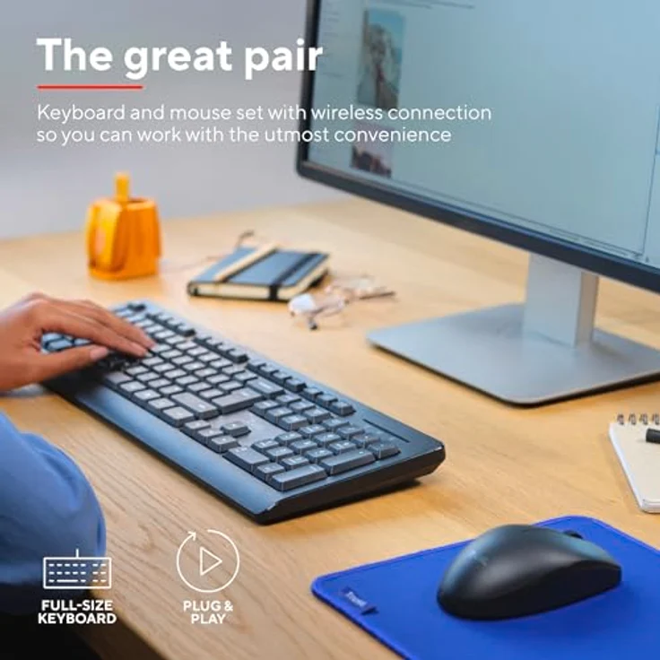 Trust Primo Funk Tastatur, Maus-Set Deutsch, QWERTZ Schwarz – Bild 2