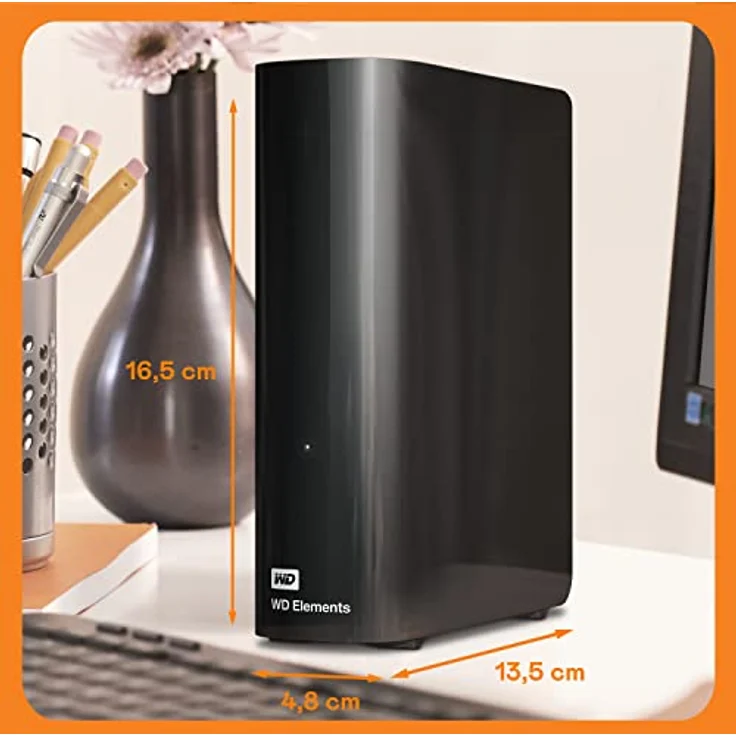 WD Elements Desktop-Speicher 22 TB (Desktop-Speicher USB 3.0-kompatibel, Zusatzspeicher für Fotos, Musik, Videos und alle anderen Dateien, stoßfest) Schwarz – Bild 2