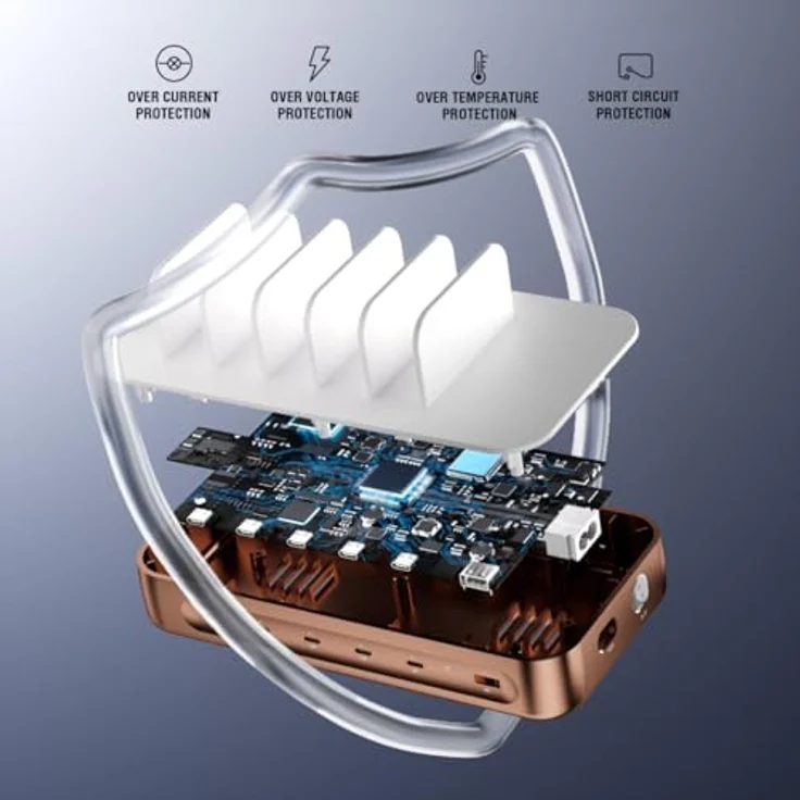 4smarts Ladestation Team 100W, 5C/1A, 6 Kabel inkl. 4in1-Multiladekabel, Kupfer, Wireless Charger, Sicherheitsfunktionen – Bild 5