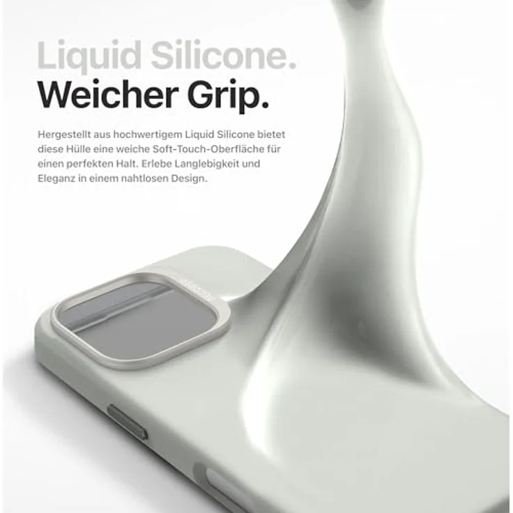 Decoded Antimikrobielle Silikon-Hülle mit MagSafe für iPhone 16 Pro Max - Grau, stoßfest, mit erhöhter Bildschirmkante und Mikrofaser-Futter – Bild 9