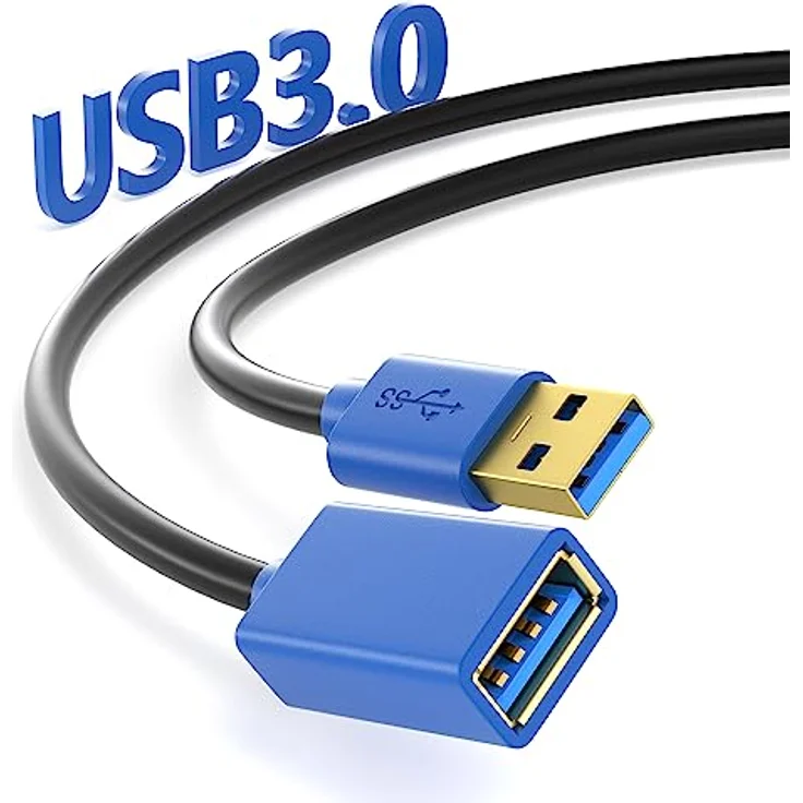 JAMEGA 5m USB 3.0 Verlängerungskabel mit Vergoldeten Kontakten - High Speed Datenübertragung 5Gbps - Schwarz – Bild 4