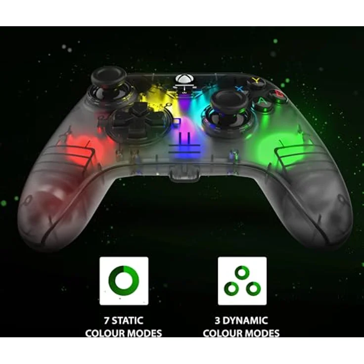Snakebyte GAMEPAD RGB X - transparent grau - Offiziell lizensierter, kabelgebundener Xbox & PC Controller | Hall-Effect Sensoren für volle Präzision | 3,5 mm Audioanschluss | RGB-Beleuchtung – Bild 4