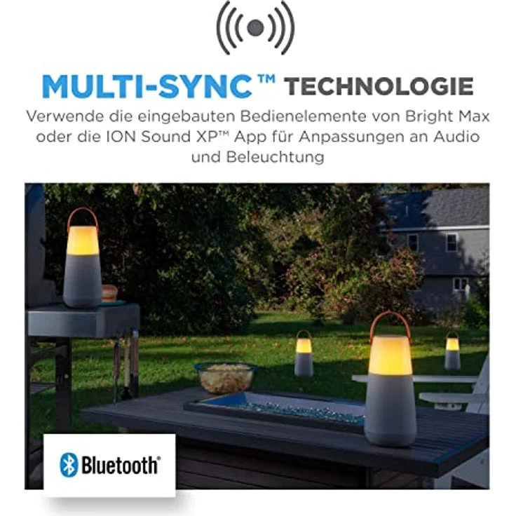 ION Audio Bright Max – Tragbarer, wasserfester 360° Bluetooth-Lautsprecher mit Beleuchtung, atmosphärischen Sounds, Multi-Sync Technologie und Akku – Bild 5