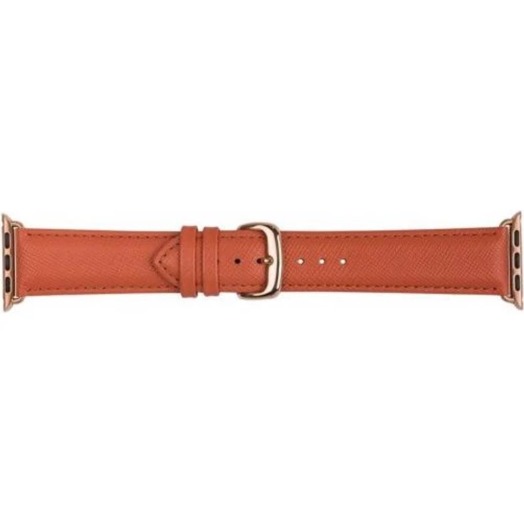 dbramante1928 Madrid - Uhrenarmband aus Vollnarbenleder für Apple Watch, 38/40mm, rosa, mit traditioneller Metallschnalle und Ösen
