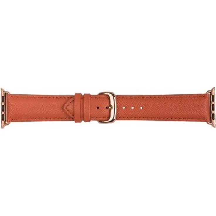 dbramante1928 Madrid - Uhrenarmband aus Vollnarbenleder für Apple Watch, 38/40mm, rosa, mit traditioneller Metallschnalle und Ösen