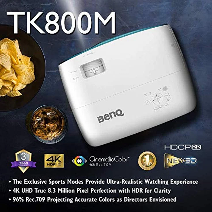BenQ TK800 Heimkino-Beamer, DLP, 4K (3840 x 2160), Kontrast 10000:1, 3000 ANSI-Lumen, Bilderverhältnis 16:9, weiß – Bild 8