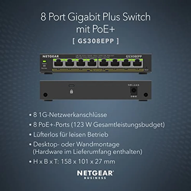 NETGEAR 8PT GE Plus Switch W-HI-PWR POE+ – Bild 2