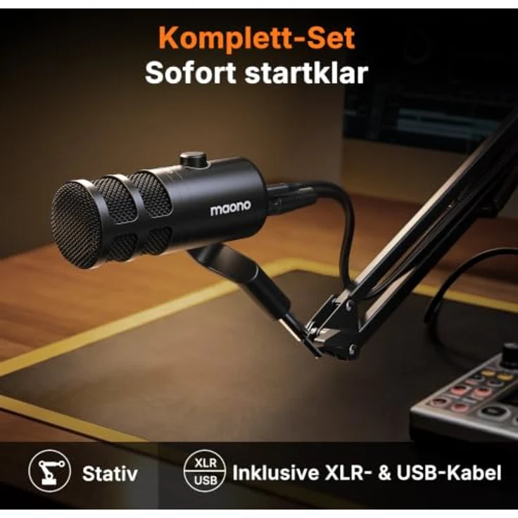 MAONO PD100 Gen2S USB/XLR Dynamisches Mikrofon, 192kHz/24bit Studio-Klang, Mute-Taste, Echtzeit-Monitoring, Metallgehäuse, Komplettset für Podcast und Streaming – Bild 4