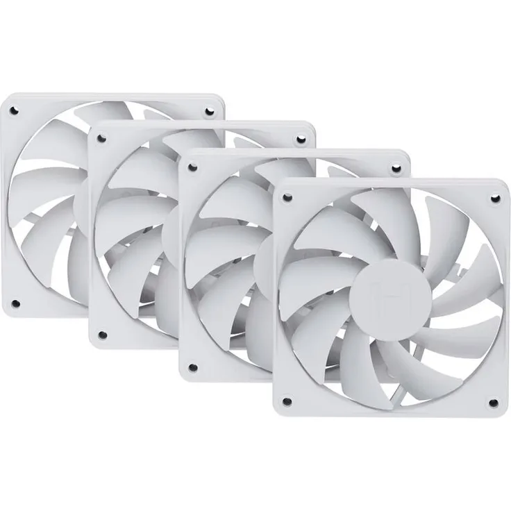 HYTE FA12 Gehäuselüfter 4er Pack, 120mm PWM-Lüfter mit 122,3 m³/h Luftdurchsatz, Snow White