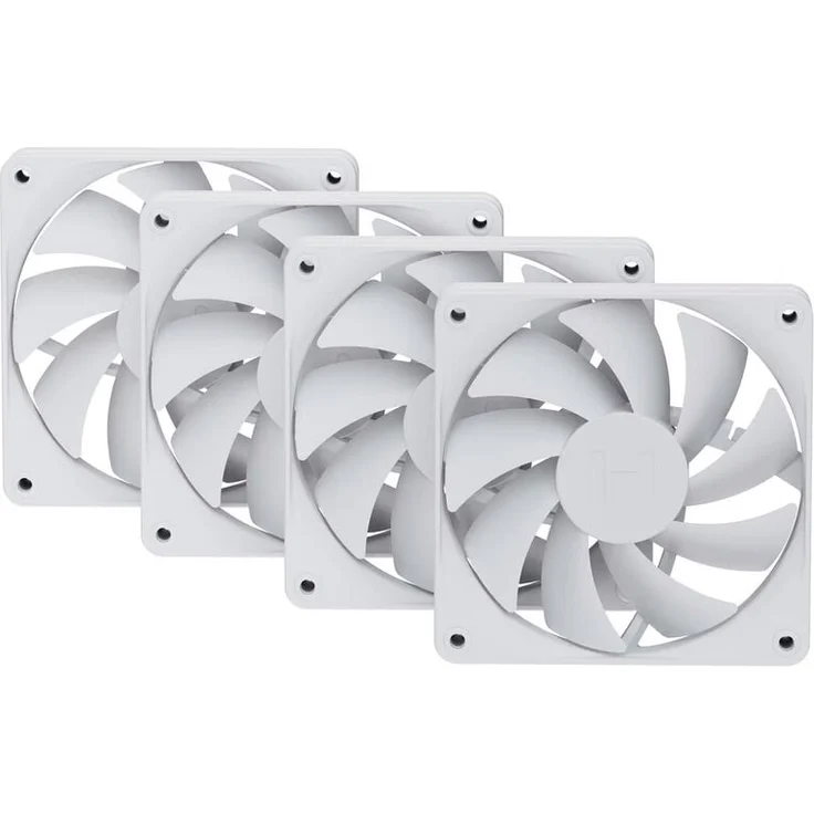 HYTE FA12 Gehäuselüfter 4er Pack, 120mm PWM-Lüfter mit 122,3 m³/h Luftdurchsatz, Snow White