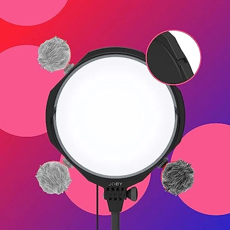 JOBY Beamo Studio-Hauptlicht, Studioleuchte für Video, 10 Helligkeitsstufen, 3 Farbtemperaturen, Kabelfernbedienung, Zubehörschuh, USB-Studioleuchte – Bild 4