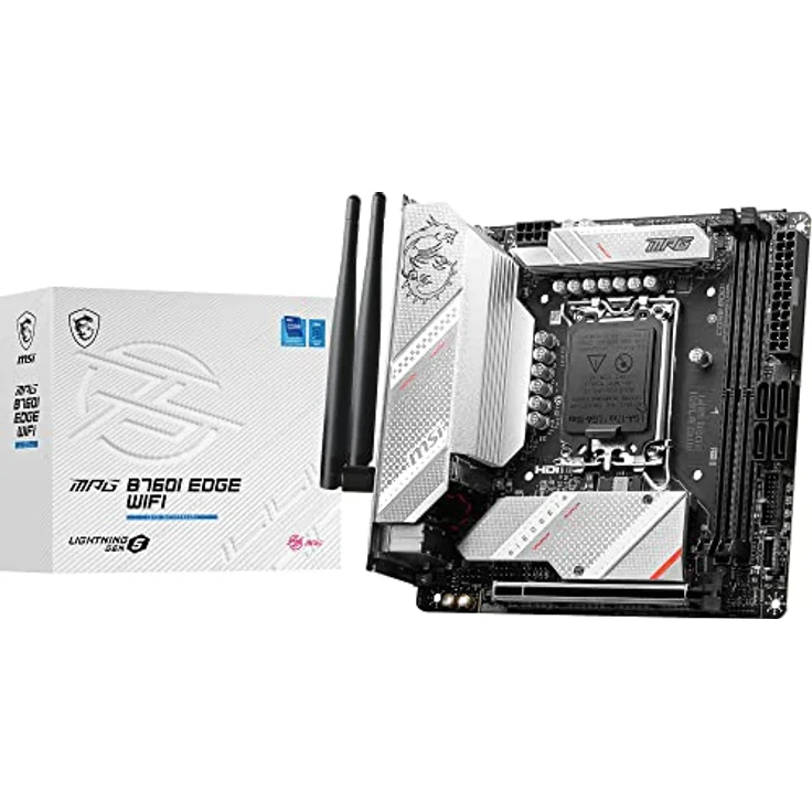 MSI MPG B760I Edge WiFi Motherboard, Mini-ITX - Für Intel Core Prozessoren der 12. und 13. Gen, LGA 1700-8 Direct 90A VRM, DDR5 Memory Boost 7200+MHz/OC, PCIe 5.0 x16, 2 x M.2 Gen4, Wi-Fi 6E – Bild 1