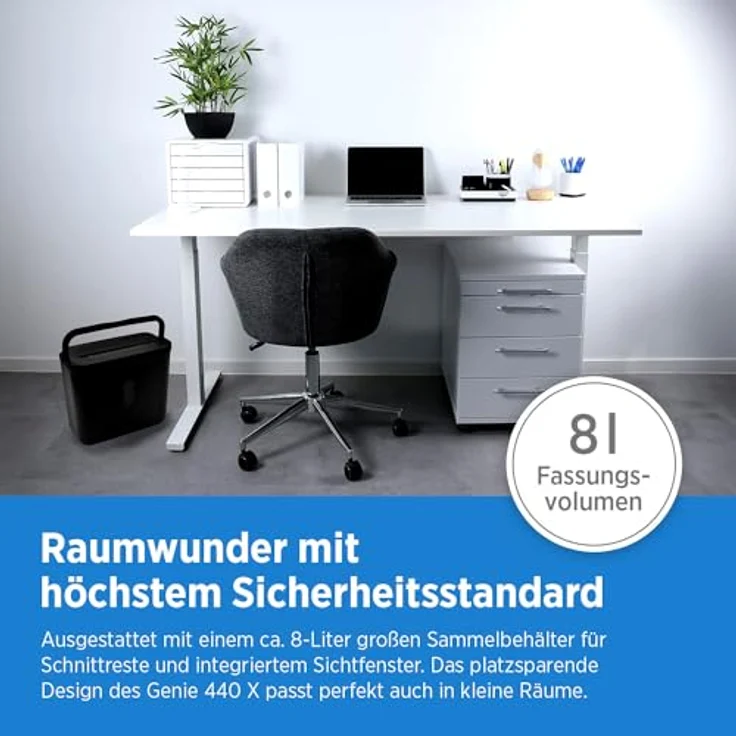 GENIE Aktenvernichter 440 X, Partikelschnitt 4x38 mm, 4 Blatt, 8 Liter, Schwarz - Preisvergleich – Bild 6