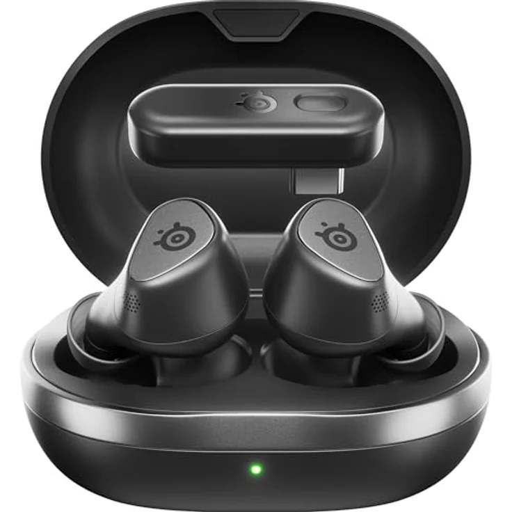 SteelSeries Arctis GameBuds™ Gaming-Headset, kabellos, 2,4 GHz + BT5.3, aktive Geräuschunterdrückung/Transparenz, 40H-Akku, kabelloses Aufladen, PS5, PC, Switch, Handy – Bild 4