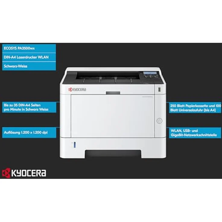 Kyocera ECOSYS PA3500wx, Laser Schwarz-Weiß Drucker A4 mit 35 S./min, 1200 x 1200 dpi, kompakt und wirtschaftlich – Bild 2