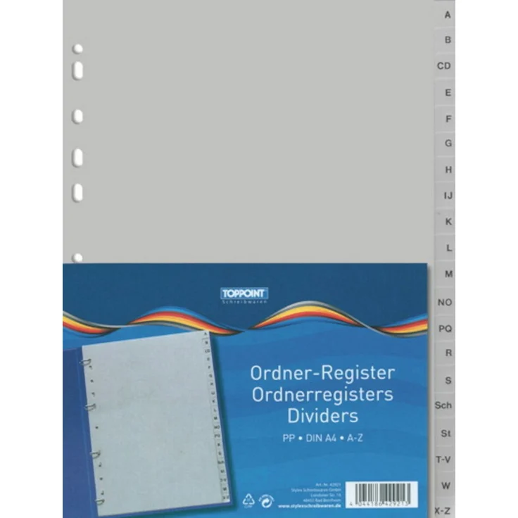Stylex Schreibwaren Aktenordner Ordner Register DIN A4 A-Z PP grau – Bild 1