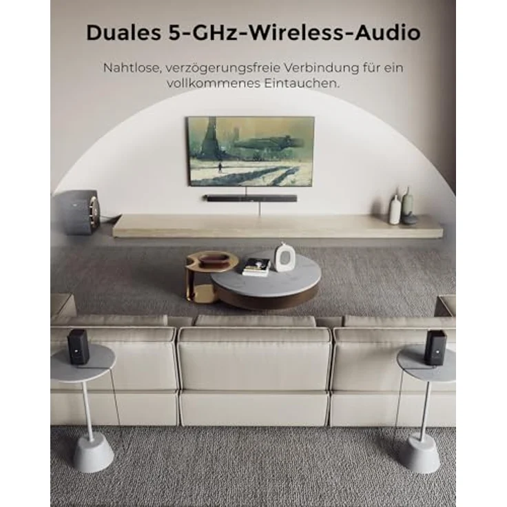 ULTIMEA Skywave X70, 7.1.4ch Kabelloses Surround Sound System mit Dolby Atmos, 980W Soundbar, 10" Kabelloser Subwoofer, 20Hz Tiefer Bass, GaN Verstärker, 4K HDR Pass-Through, Metallgitter mit roségoldenen Akzenten – Bild 5