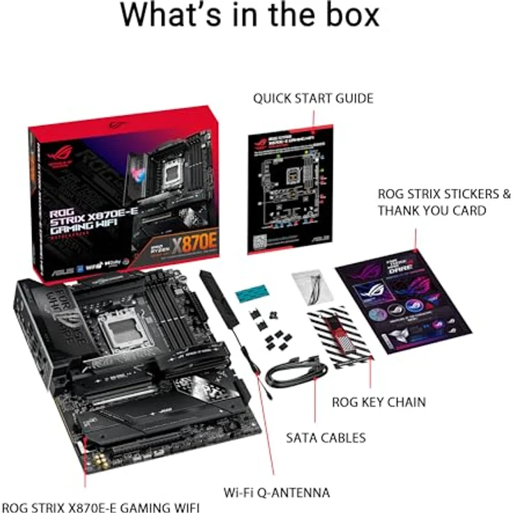 ASUS ROG STRIX X870E-E GAMING WIFI Mainboard, AM5, ATX, DDR5 bis 256GB, WiFi 7, PCIe 5.0, Schwarz – Bild 7