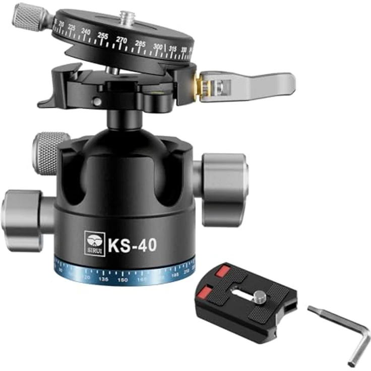 SIRUI KS-40 Low Profile Kugelkopf, Aluminium 360° Doppel-Panoramakugelkopf für Kamera, Camcorder, maximale Belastung 25kg – Bild 1