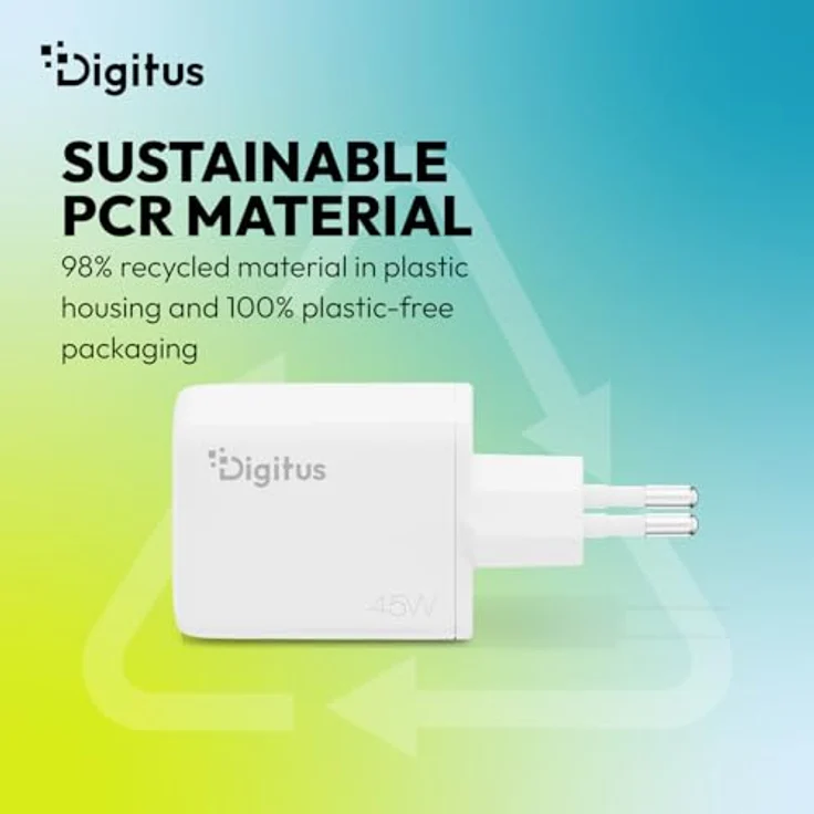 DIGITUS USB-Ladegerät GaN II 45W, 1x USB-C & 1x USB-A, weiß, kompakt – Bild 5