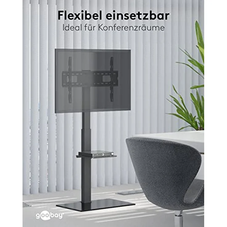 goobay 58526 TV Standfuss für Fernseher und Monitore zwischen 37“ und 70 Zoll (94-180cm) / Schwenkbar und Höhenverstellbar/Fernsehständer für Flat TV & Curved TV bis 40 kg Schwarz – Bild 4