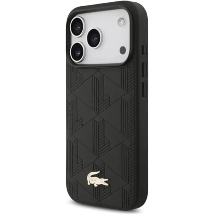 Lacoste Hardcase Monogramme Gold Logo MagSafe (LCHMP17LPNOK), PU-Leder Smartphone Hülle für iPhone 17 Pro, Schwarz mit exklusivem Design und Kratzschutz – Bild 2