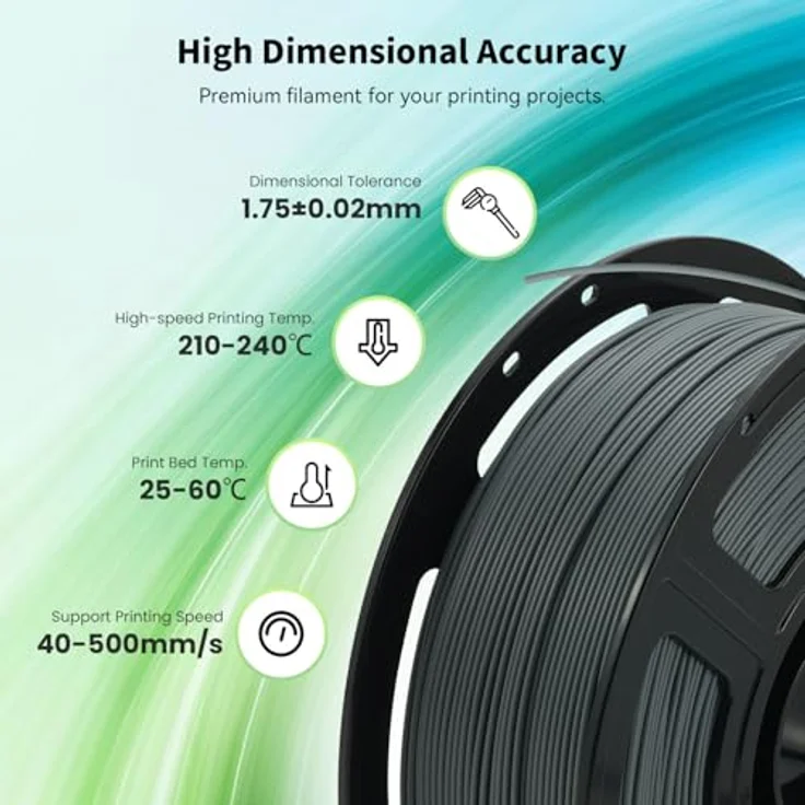 FLASHFORGE High Speed PLA+ 3D-Druckerfilament Grau, Verbesserter Schmelzfluss, Mattes Finish, Sattes und Kräftiges Farbspektrum – Bild 5