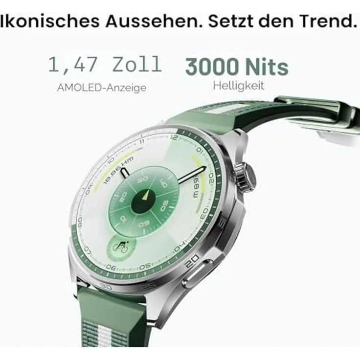 Huawei Watch GT 6, 46mm Smartwatch in Silber mit grünem Armband und umfangreichen Fitness-Features – Bild 5
