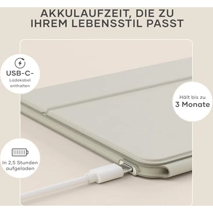 Satechi OntheGo, kabellose Tablet-Tastatur mit verstellbarem Ständer, beige-braun, unterstützt bis zu 3 Geräte, USB-C – Bild 4